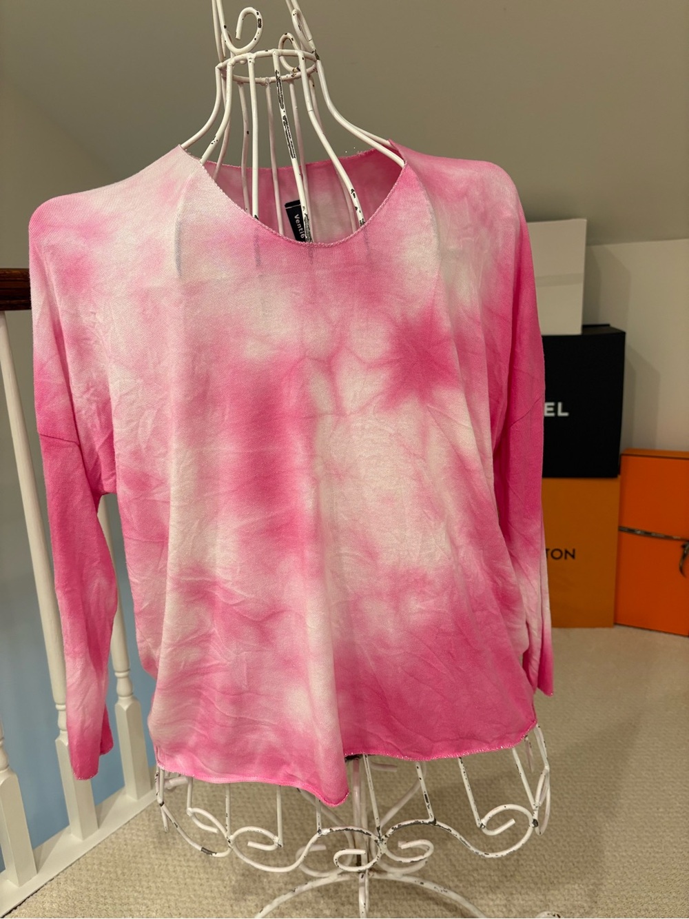 Women's Pink Tie-Dye 3/4 Sleeve Tee